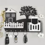 Modern Abstract Key & Mobile Holder Black White MDF
