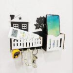 Modern Abstract Key & Mobile Holder Black White MDF - Image 3