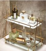 Metal Makeup Organizer Rack Black White 11.5x7 Inch - Image 5