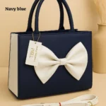 Navy Blue Bow Shoulder Bag for Girls