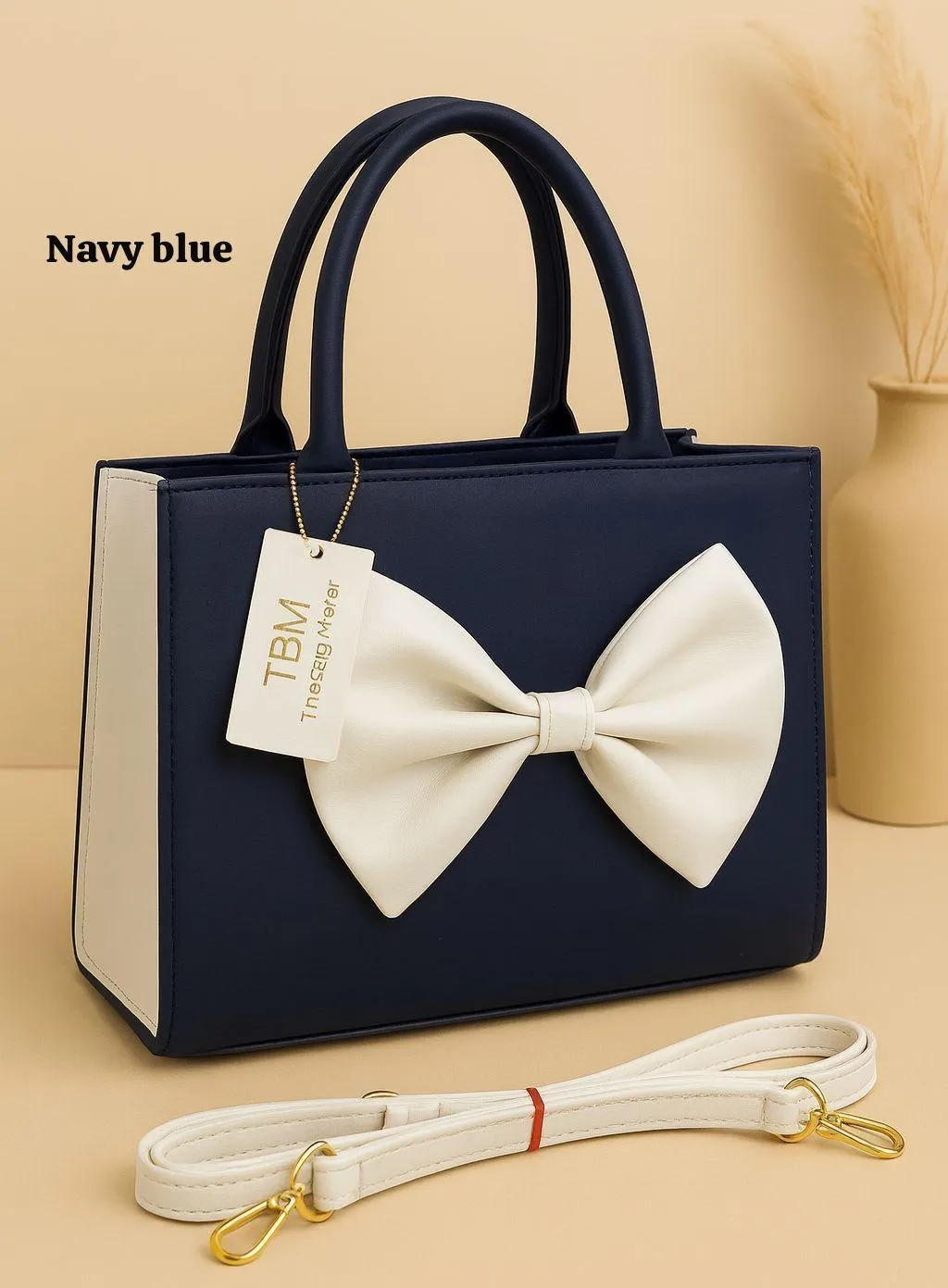 1598-37-703544-product-1 Navy Blue Bow Shoulder Bag for Girls - Image 1