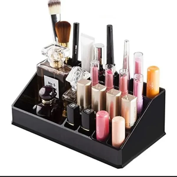 Black ABS Plastic Makeup Organizer with Storage Compartments