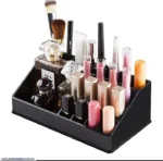Black ABS Plastic Makeup Organizer with Storage Compartments - Image 4