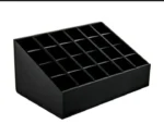 Black ABS Plastic Makeup Organizer with Storage Compartments - Image 3