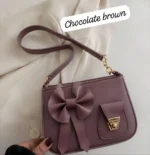 Blue Bow Shoulder Bag with Gold Clasp - Image 8
