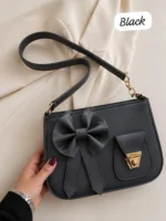 Blue Bow Shoulder Bag with Gold Clasp - Image 7