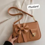 Blue Bow Shoulder Bag with Gold Clasp - Image 5