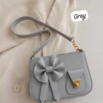 Blue Bow Shoulder Bag with Gold Clasp - Image 4