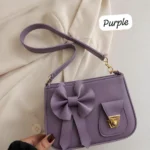 Blue Bow Shoulder Bag with Gold Clasp - Image 3