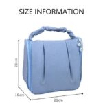 Blue Polyester Handbag with Pearl Zipper & Makeup Brush Holder - Image 3