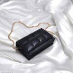 Black Quilted Crossbody Bag for Girls with Gold Chain - Image 2