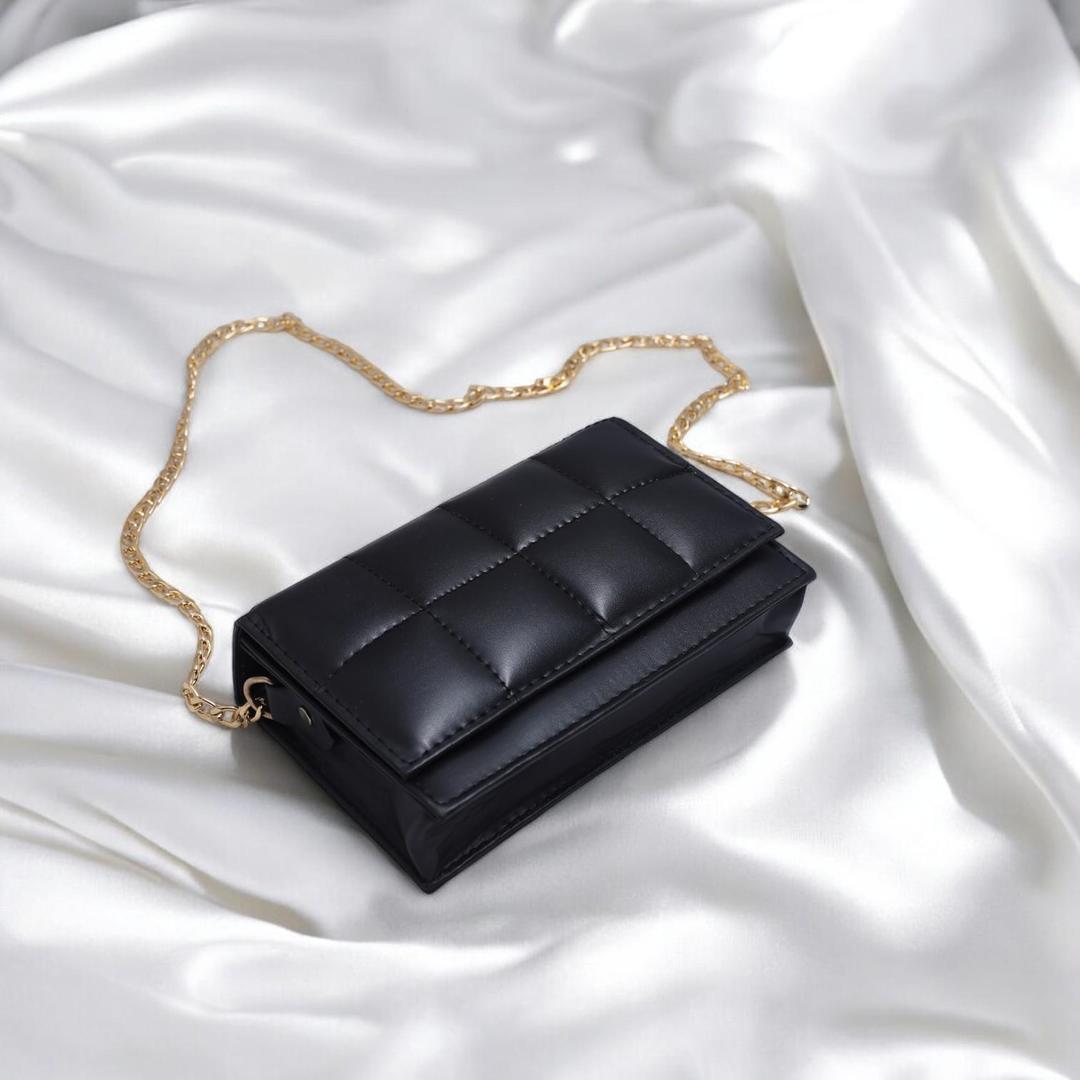 977-269-535435-product-1 Black Quilted Crossbody Bag for Girls with Gold Chain - Image 1