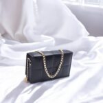 Black Quilted Crossbody Bag for Girls with Gold Chain - Image 3