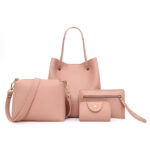 Litchi Leather 4-Piece Bag Set Warm Earthy Tone - Image 2