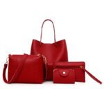 Litchi Leather 4-Piece Bag Set Warm Earthy Tone - Image 4